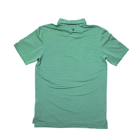 Johnnie-O Green and Navy Striped Performance Mesh Polo - Size Medium - Picture 2 of 4